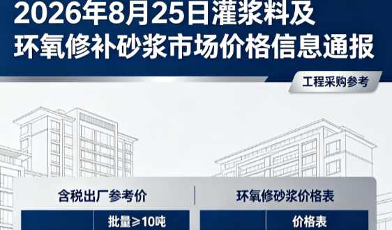 赤坎2026年8月25日灌浆料及环氧修补砂浆市场价格信息通报